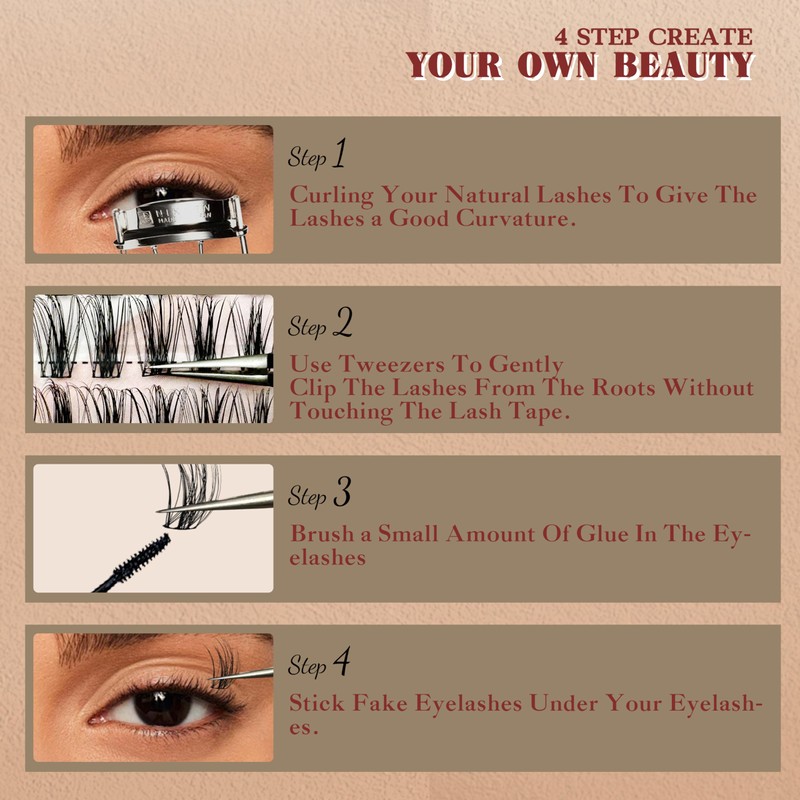 Cluster Eyelash Extensions with Bottom Lashes Left&Right Wispy Eyelashes Clusters