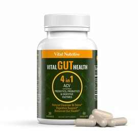 Vital Gut Health 4in1 Formula with Apple Cider Vinegar, Prebiotics & Probiotics, Digestive Enzymes for Strong Immunity Support and Complete Gut and Digestion Support