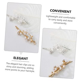 Vaguelly 3pcs Rhinestone Branch Hairpins Creative Pearl Hair Clips for Women Durable Hair Accessories Elegant Wedding Party Style
