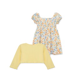 Little Me Clothes for Baby Girls' Garden Knit Dress and Cardigan Sets, Yellow, 18 Months
