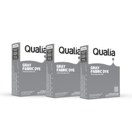 Qualia All Purpose Powder Fabric Dye, Easy to Use Dye for Natural Fabrics: Cotton, Wool, Silk, Wood, & Linen, Ultra Concentrated Colors, Gray, 3 Pack