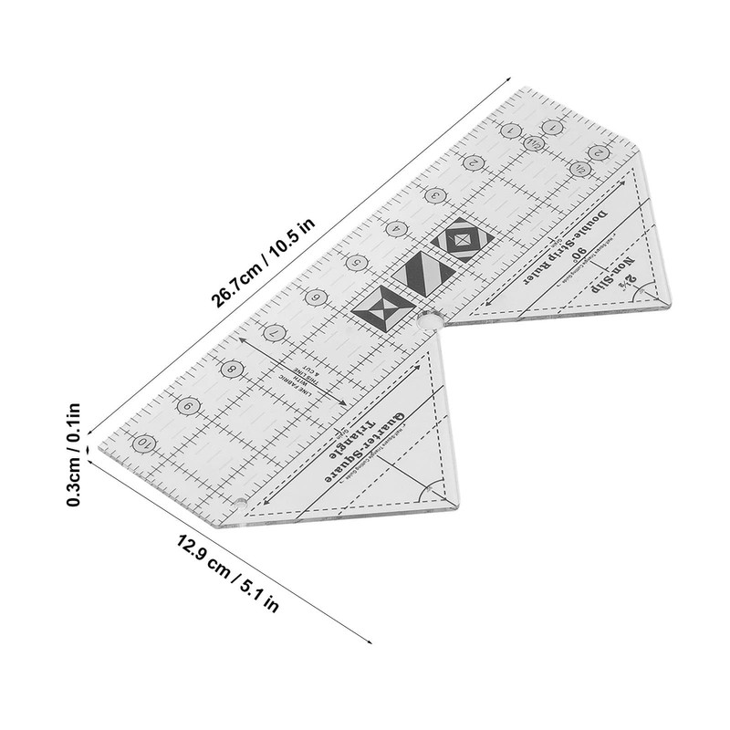 90 Degree Ruler, 10 Inch 90 Degree Double Strip Ruler