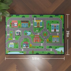 Isyorefam Kids Play Rug for Playroom 59"x39"Play mat car Rugs for Kids Toy Cars Kids Carpet City Pretend Play Non-Slip Washable