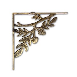 NACH Decorative Shelf Brackets, 4 Pack of 7 x 1.8 x 7 inch, Gold Cast Iron Rustic Shelf Brackets - Metal Shelf Brackets for Wall - Rustic Tree Branch Shelf Bracket