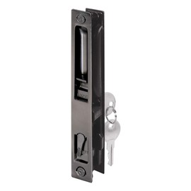 Prime-Line MP1033 Sliding Door Handle Set, 6-5/8 In., Diecast, Black, Hook Style, Flush (Single Pack)
