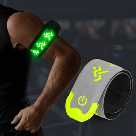 Vizbrite LED Armband Rechargeable for Running, High Visibility Reflective Running Gear for Running Walking at Night Safety, Jogging Lights, Adjustable Light Up Arm Bands for Men Women Kids