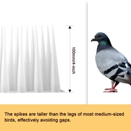 OFFO Bird Spikes Pigeon Outdoor Spikes for Cat Keep Birds Raccoon Woodpecker Away Covers 4 Feet(1.2m), Frosted White