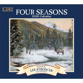 Lang Four Seasons 2026 Wall Calendar – 12-Month Calendar with Stapled Binding, Linen-Embossed Seasonal Landscape Artwork by Lee Stroncek, 13.4" × 12"