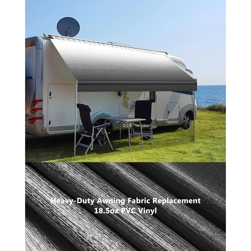 Xenjum RV Awning Fabric Replacement, 18.5oz Heavy-Duty Weatherproof Vinyl Camper