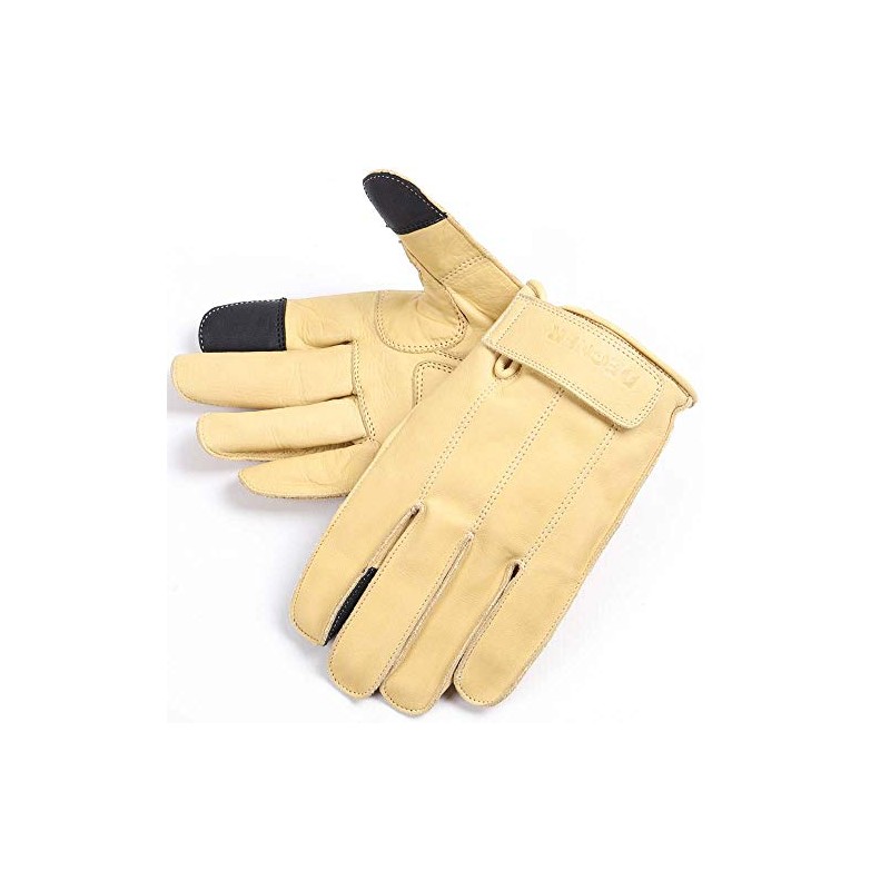 DEGNER Leather Touring Short Gloves Motorcycle Tan L TG-58
