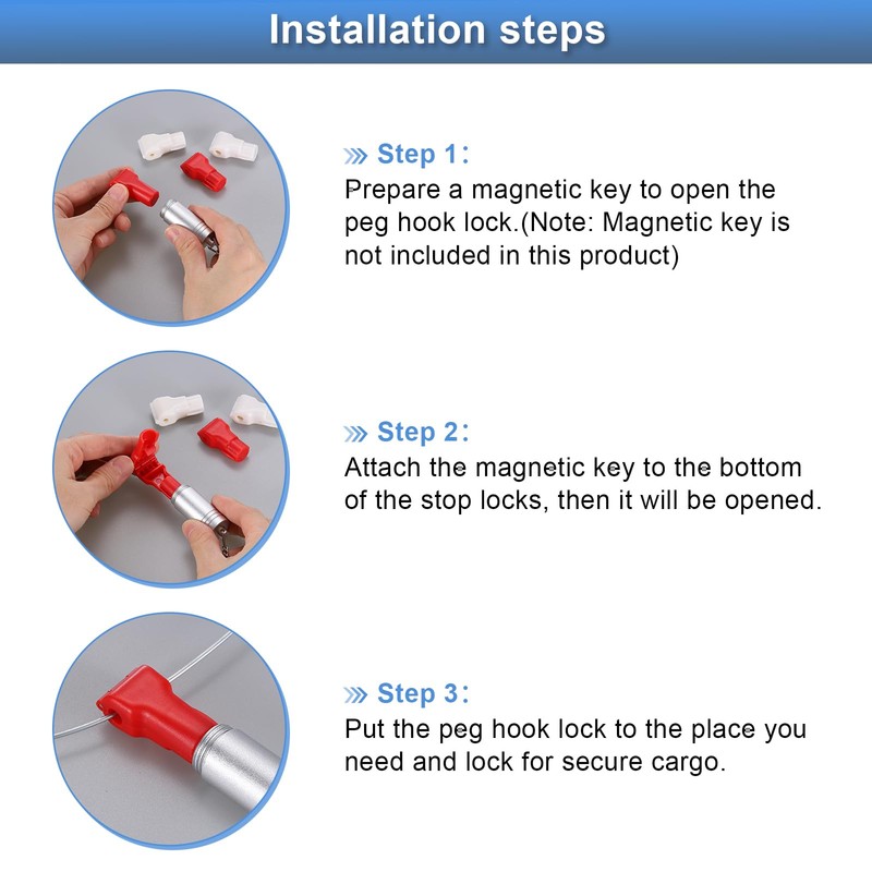 sourcing map 100pcs Peg Hook Locks Stop Locks, 4mm ABS