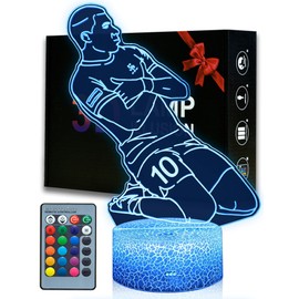 Magiclux French Footballer No. 7 Night Light 3D Optical Illusion Lamp with Remote Control 16 Colours Changing Birthday Christmas Idea Gifts for Football Fan Boys Girls Teenagers Men