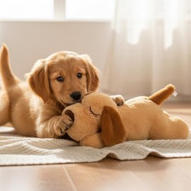 Juguete para cachorros, latidos de corazón, para cachorros, latidos del corazón, animal de peluche con latido del corazón para cachorros, alivio de la ansiedad del perro (amarillo)