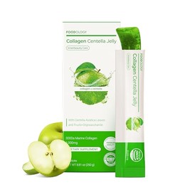 FOODOLOGY Coleology Centella Jelly - Petide de colágeno, manzana verde, 10 barras | PDRN, Biotin & Hyaluronic Acid, Vitamin for Skin Glow, Hair & Nail