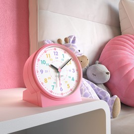 Cander Berlin MNU 1009 H Kinderwecker Wecker Kinder lautlos geräuschlos Lernuhr Kinderuhr Licht Snooze Tischuhr Beleuchtung geräuscharm Schlummer pink rosa
