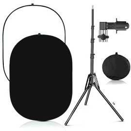 YUOCU 3.3x5ft/1x1.5m Chromakey Black White Backdrop with 6.23ft Stand, 2-in-1 Black Screen White Screen Collapsible Reversible Pop-Up Background Panel for Photography, Live Streaming, Video Shooting