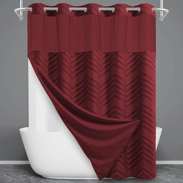 WONICY WONICY No Hook Shower Curtain with Snap in Liner,