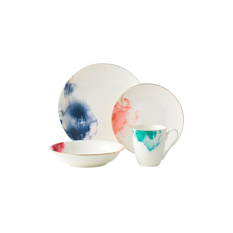 Premium Quality Fine China Dinnerware - Watercolour 4-Piece Set with