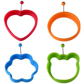 Magik 4PCS Silicone Egg Frying Stir Mold Ring Pancake Silicone Non-stick Mould Tool Pan (4, Round+Flower+Heart+Bear)
