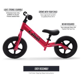LAVA SPORT Balance Bike - Lightweight Aluminium Toddler Bike for 2, 3, 4, and 5 Year Old Boys and Girls - No Pedal Bikes for Kids with Adjustable Handlebar and Seat, EVA Tires - Training Bike