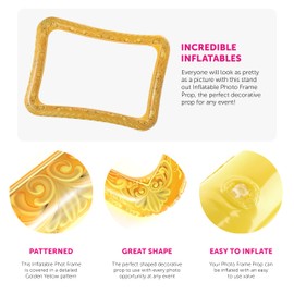 Inflatable Photo Frame - 31"/80cm x 35"/90cm Gold Inflatable Picture Frame - Fun Photobooth Party Accessory