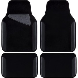 CAR PASS Waterproof Universal Fit Car Floor Mats, Faux Leather Car Carpet Mats, Black Car Mats with Anti-Slip Nibbs Backing & Driver Heel Pad Fit for SUV,Vans,sedans, Trucks,Set of 4pcs(All Black)