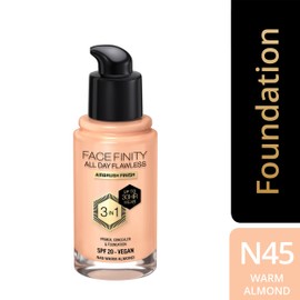 Max Factor Facefinity 3-in-1 All Day Flawless Liquid Foundation, SPF 20 - 45 Warm Almond, 30 ml