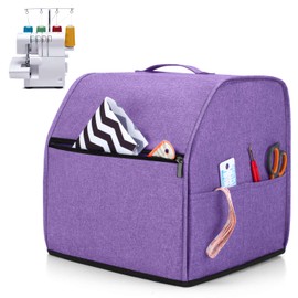 Luxja Dust Cover for Overlocker, Overlocker Machine Cover with Storage Pockets, Overlocker Dust Cover for Overlocker Sewing Machine, Purple