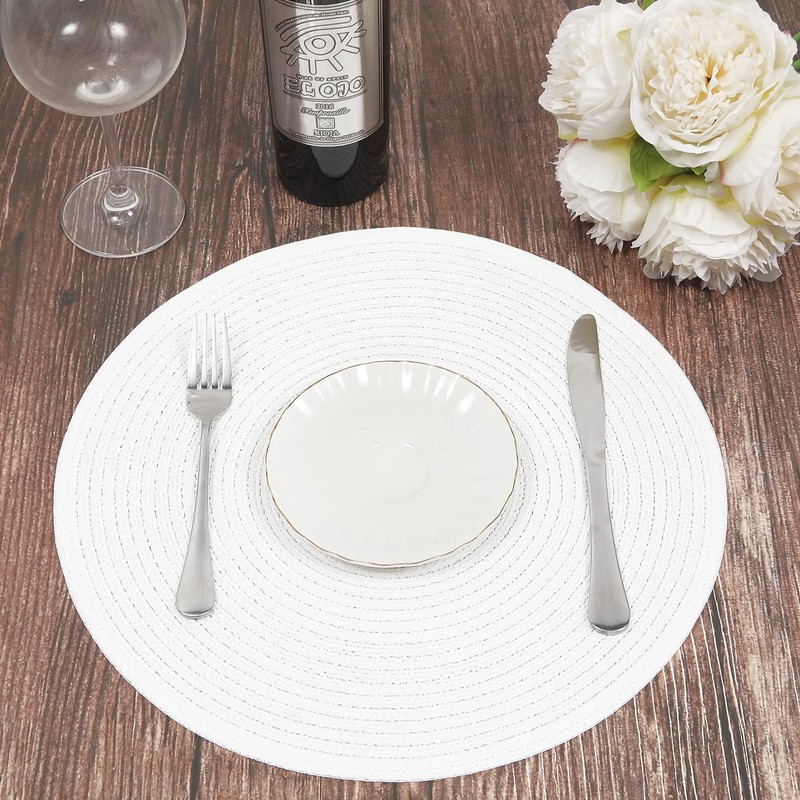SHACOS Round Braided Placemats Set of 6 Round Table Mats