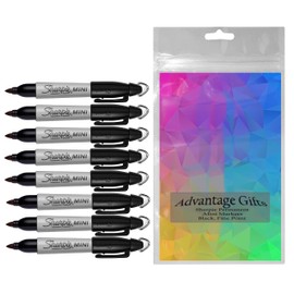 Advantage Gifts Marker, Permanent with Golf Keychain Clips, Fine Point, Pack of 8, Bundle with Plastic Reusable Pouch