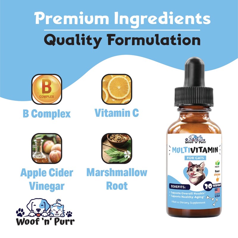 Cat Multivitamin - Promotes Healthy Skin & Coat, Joint Support,