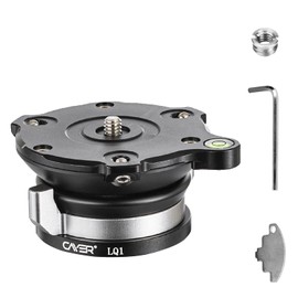 Cayer Tripod Leveling Head, 55mm Flat Base, 1/4" Screw, Leveling Base Compatible with DSLR, Mirrorless, Action Cameras, Tripods, Monopods, 17.6 lbs Load Capacity