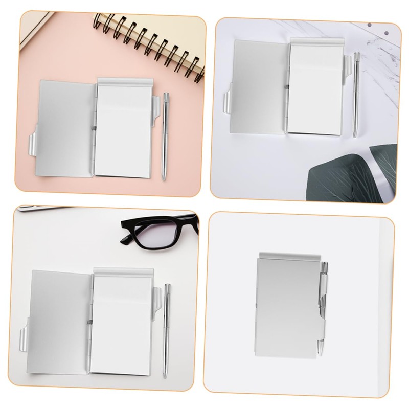 Operitacx Metal Card Box Notebook Small Notepad with Pen Small