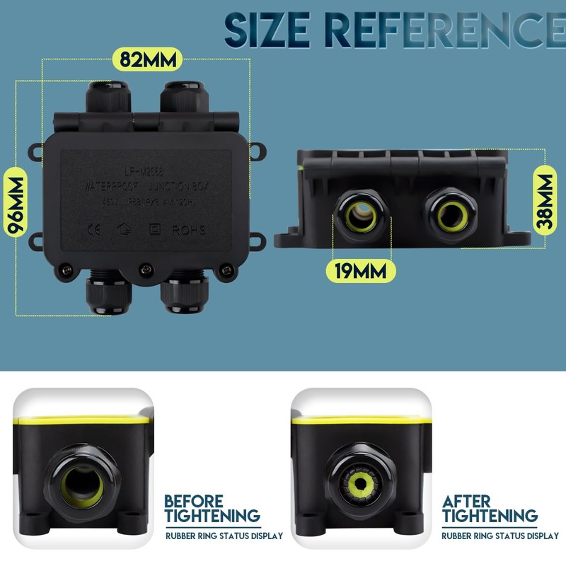 Innfeeltech LF-2068-4H Electrical Junction Box Waterproof Outdoor Waterproof Cable Junction