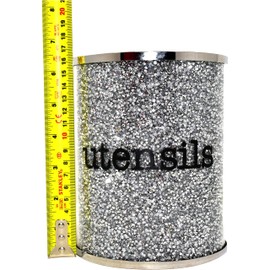Amazing Gift Dazzling Diamond Crystal Utensil Holder Glass Kitchen Utensil Holders For Countertop, Utensil Caddy, Utensil Crock Kitchen Utensil Organizer, Silver, 13cm x 16cm