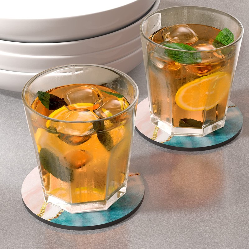 Nipichsha Coasters for Drinks, Set of 6 Absorbent Rubber Drink