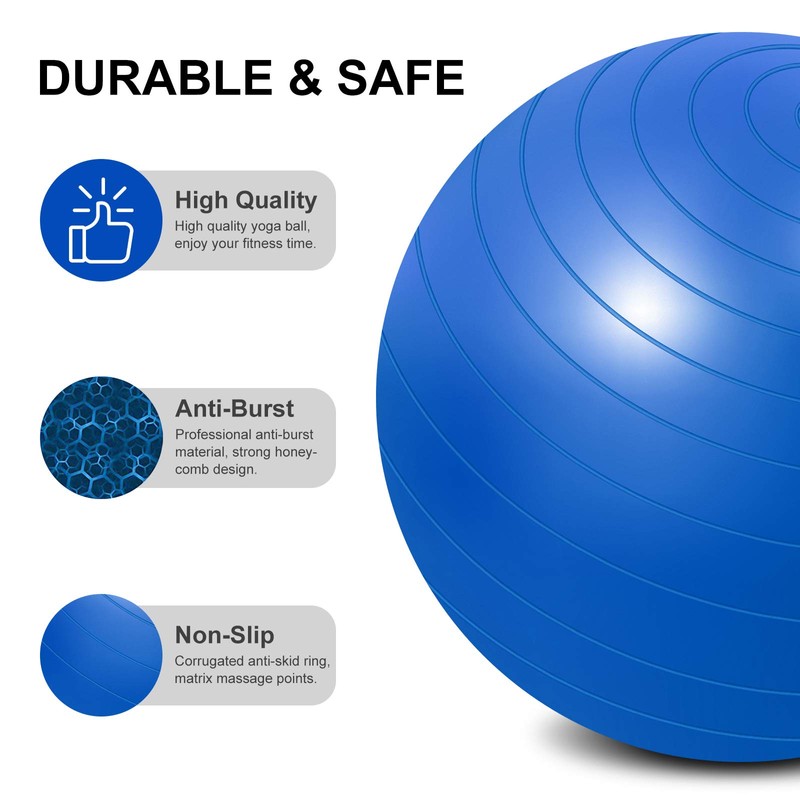 flintronic Exercise Ball, Anti-brust Yoga Ball Fitness Ball, 55 to