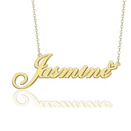 GR859C Jasmine Name Necklace Gold Plated Stainless Steel Pendant Necklace for Women Customized Nameplte Jewelry Gift for Christmas