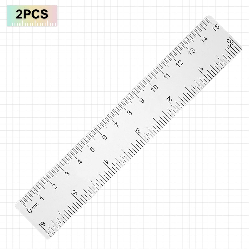HARFINGTON 2pcs Clear Plastic Ruler 15cm (0.59 Inch) Metric Inch