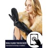 Rabbit Fur Lined Very Warm Leather Mittens for Women with