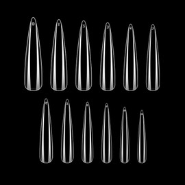 KADS 3XL Extra Long Nail Tips Fake Nails Tips Clear Nature for Acrylic Nails, Full Half Cover Flat Tapered Square Nail Tips (11)