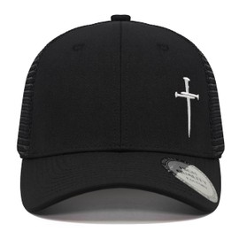 Christian Hats for Men Women,Jesus 3 Nail Cross Hat Christian Religious Gifts for Birthday/Christmas,Black