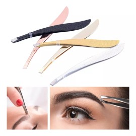 Veraly Pinzas Para Depilación Cejas Acero Inoxidable Punta Plana Color Cobre