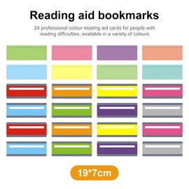 24 Pcs Dyslexia Overlays, Dyslexia Aids Coloured Reading Overlay and Window Reading Ruler Overlay, Visual Stress Special Overlays for Reading Dyslexia, Multi Colors