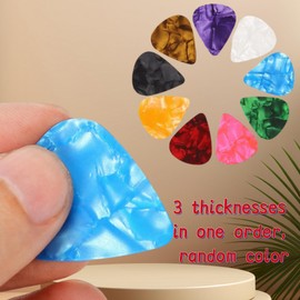 Aolfior 45 Packs Guitar Picks For Electric Acoustic Guitars Ukulele Bass,Guitar Gifts,3 different thicknesses are available in thin, medium and heavy straps (with storage box) Color Random