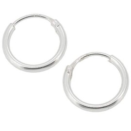 Sterling Silver 10 mm Plain Hoop Earrings