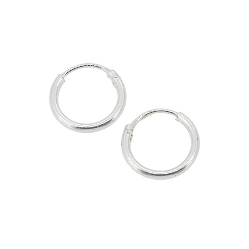 Sterling Silver 10 mm Plain Hoop Earrings