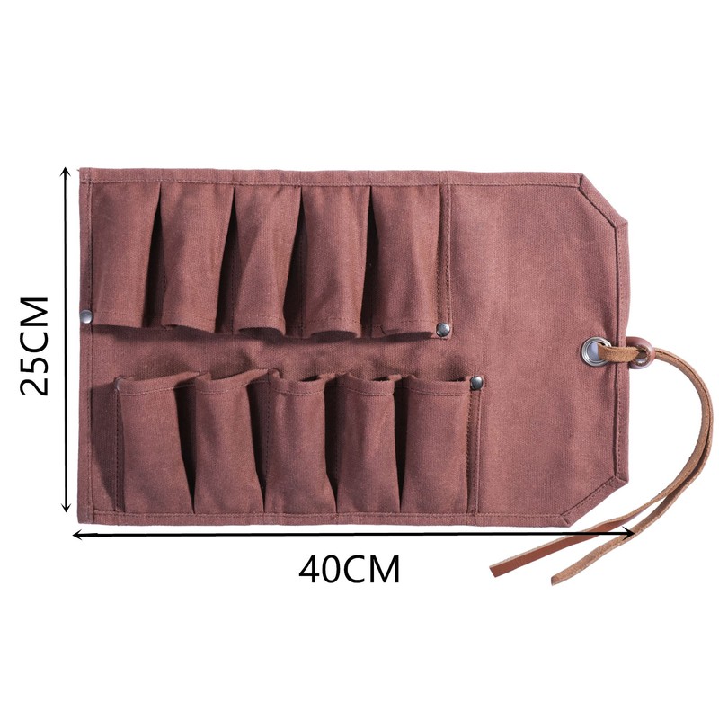 Heavy Duty Waxed Canvas Chisel Roll Bag, Multi-function Tool Bag