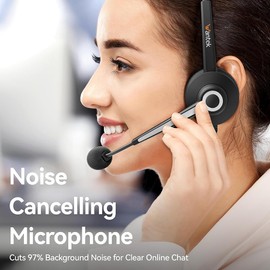 Wantek Headset with Mic, USB Headset with Microphone, Computer Headset with Noise Cancelling Microphone for Laptop PC, Mute in-line Controls, Wired Headset for Work from Home/Open Office/Call Cente