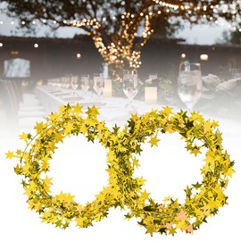 24.5 Ft Star Tinsel Garland, 3Pcs Tinsel Christmas Tree Garland Wedding Birthday Party Decoration Ornament(Gold)